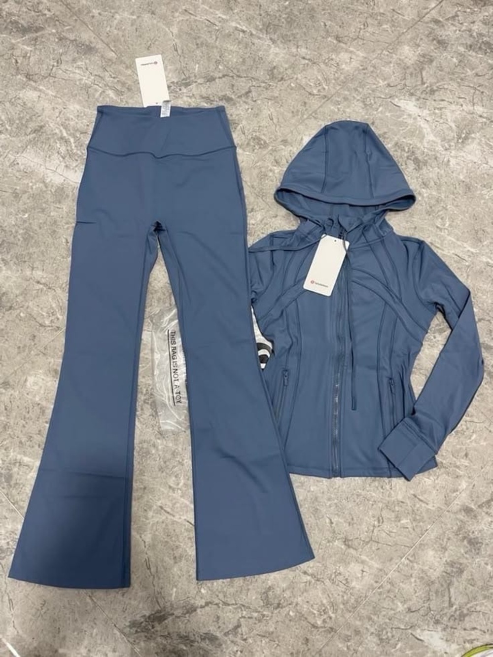 lululemon athletica Slate Blue High-Rise Flare Leggings & Hooded Zip Jacket Set